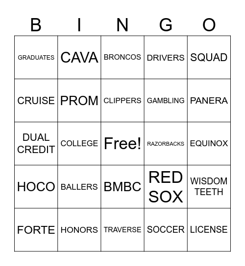 Growing Up Gullo Bingo Card
