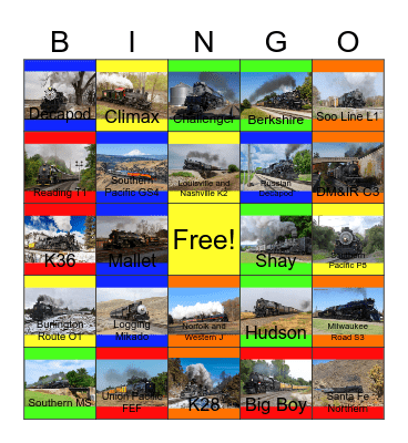 American Scenic Steam Bingo Card