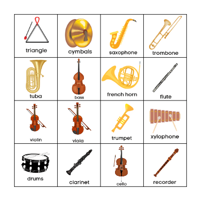INSTRUMENT BINGO Card