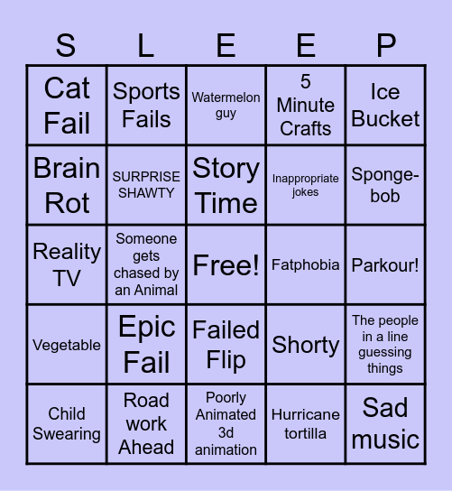 Sleepy Space Bingo! Bingo Card