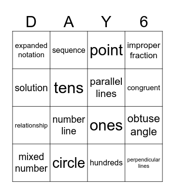 DAY 6 Bingo Card