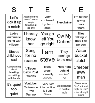 Minecraft Bingo Card