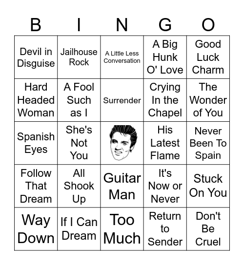 Elvis Bingo Card