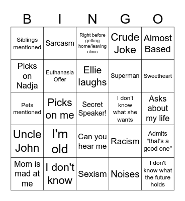 d call Bingo Card