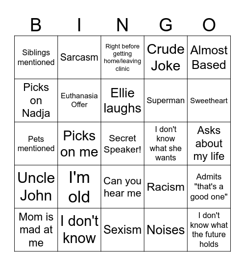 d call Bingo Card