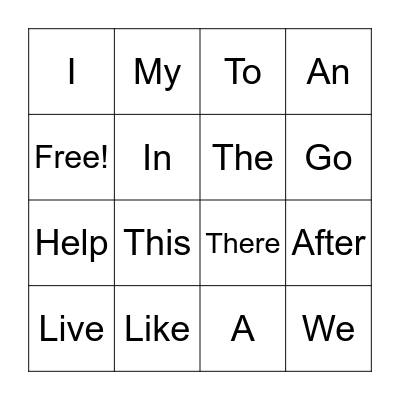 Sight Words Review Bingo Card
