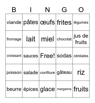 Les Plats Bingo Card