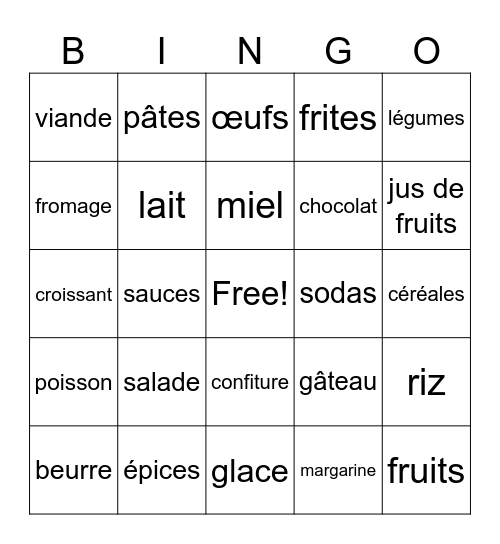 Les Plats Bingo Card