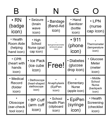 Nursing Bingo Card