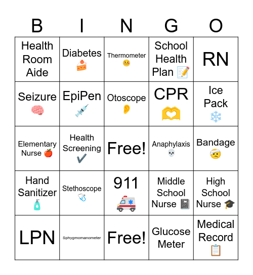 Nursing Bingo Card