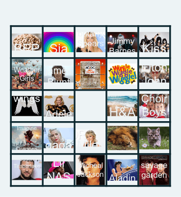 Music Challenge Wet  Weather Bingo Card