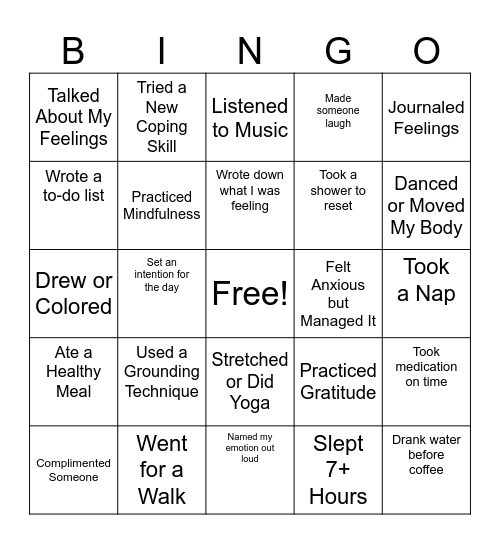 Wellness Bingo! Bingo Card