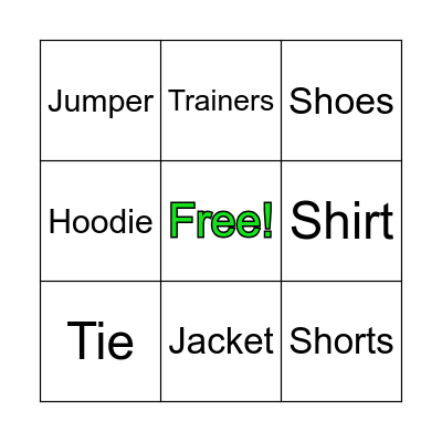 CLOTHES BINGO Card