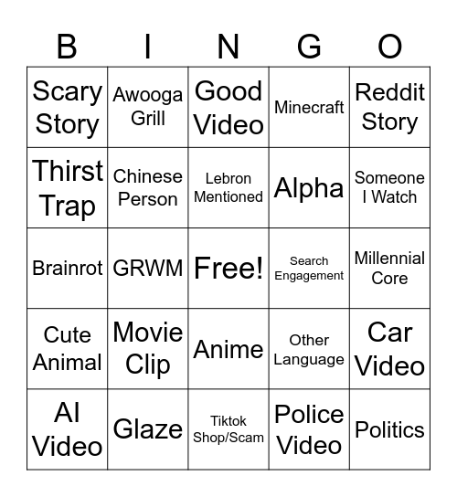 Fitzgerald Bingo Card