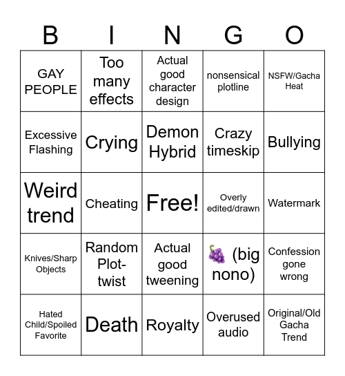 Gacha Bingo Card