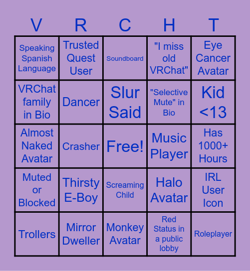 VRChat Bingo Card