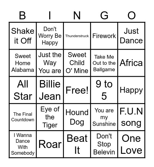 Music Bingo Card