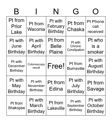 Clinic Nurse Week Bingo Card