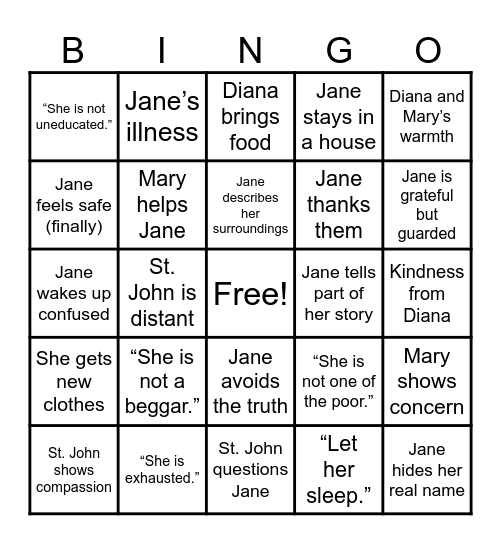 Jane Eyre Ch.29 Bingo Card