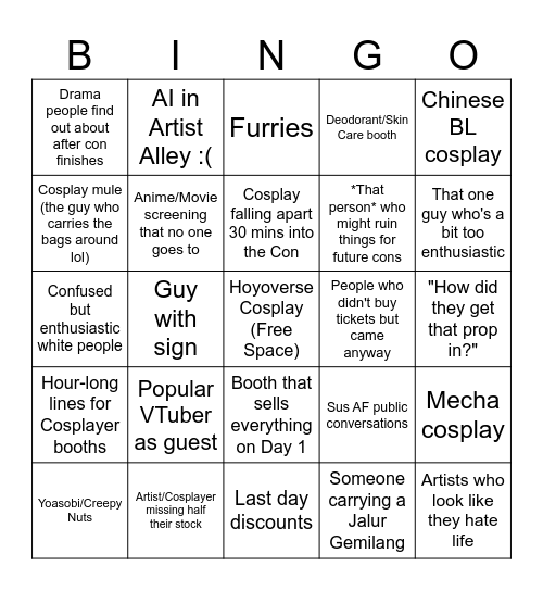 (Mostly)Malaysian ACG Bingo Card