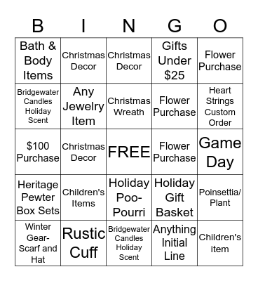 Robin's Nest Holiday Bingo - NOV 2016 Bingo Card