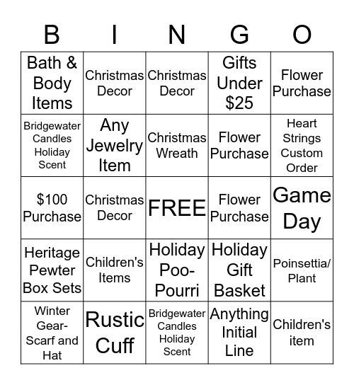 Robin's Nest Holiday Bingo - NOV 2016 Bingo Card