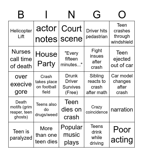 Every 15 Minutes Video Bingo Card