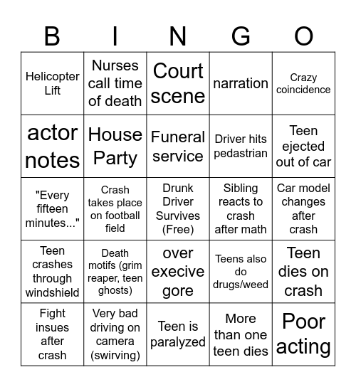 Every 15 Minutes Video Bingo Card