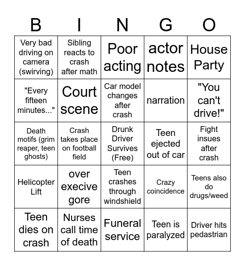 Every 15 Minutes Video Bingo Card
