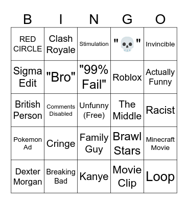 YT Shorts Bingo Card
