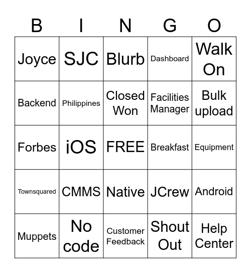 Coast Bingo Card