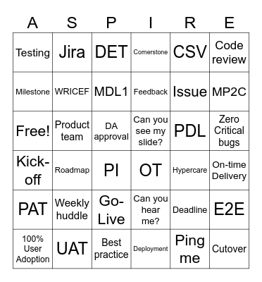ASPIRE Bingo Card