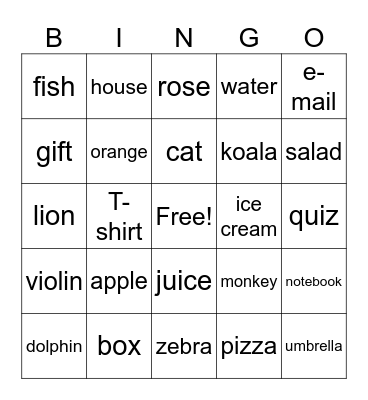 Warm-Up Bingo Card