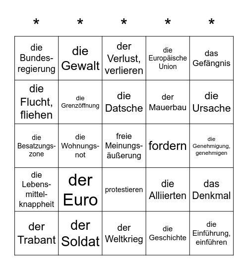 Erklären Sie ein Wort. Die anderen raten Bingo Card