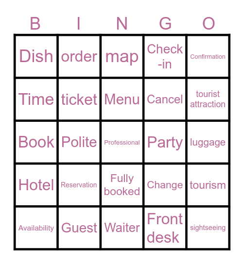 Booking Bingo Card