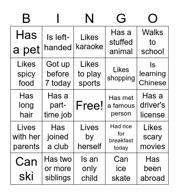 Find someone who.. Bingo Card