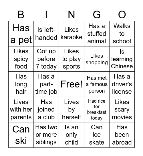 Find someone who.. Bingo Card