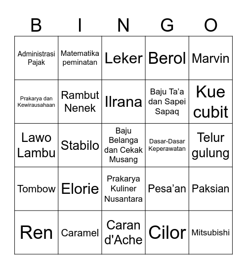 Semangat Bingo Card