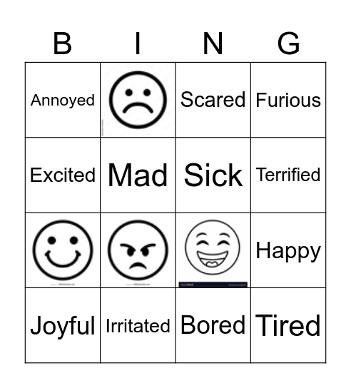 Feelings Bingo Card