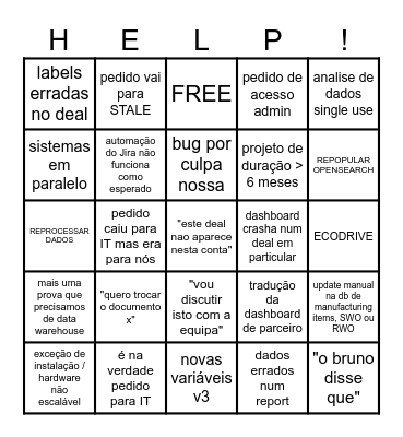 DSIS HELP DESK Bingo Card