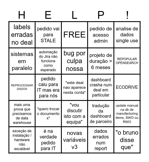 DSIS HELP DESK Bingo Card