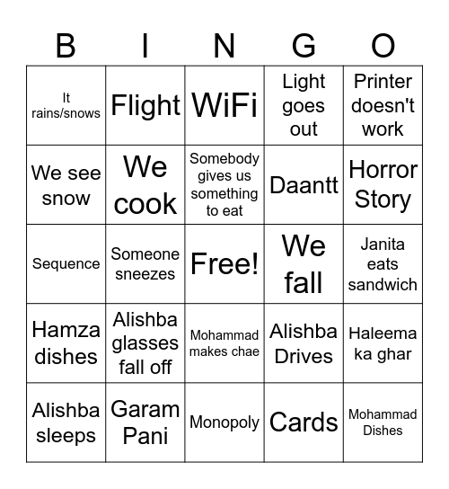Naltar BINGO Card