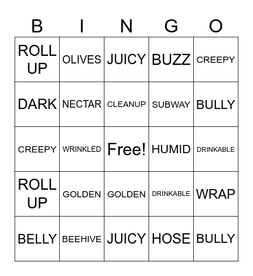 CAMBRIDGE ANTHOLOGIES KEYWORDS Bingo Card