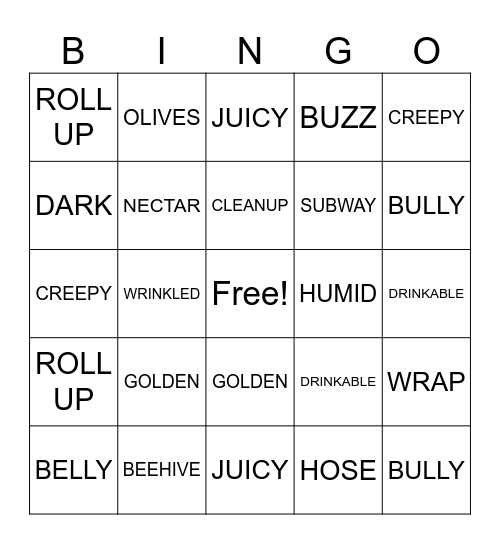 CAMBRIDGE ANTHOLOGIES KEYWORDS Bingo Card