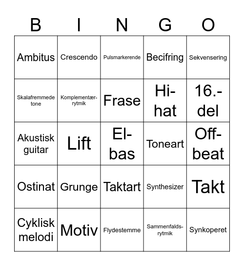 U Bingo Card