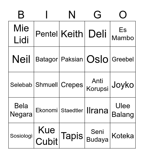 Bingo Swap Bingo Card