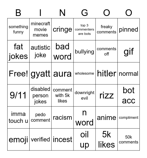 ig bingo card Bingo Card