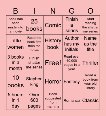 Book bingo Card
