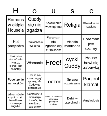 DR HOUSE BINGO Card