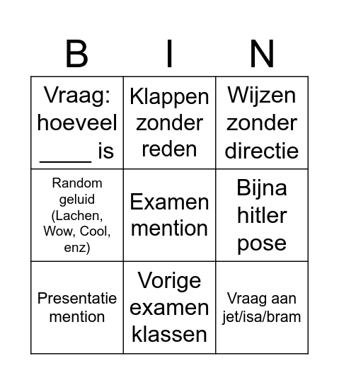 BBB Bingo Card